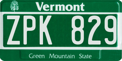 VT license plate ZPK829