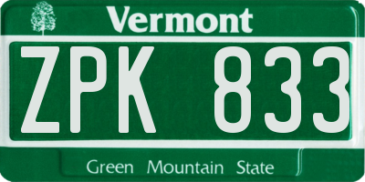 VT license plate ZPK833