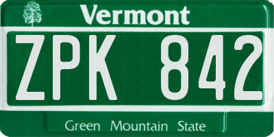 VT license plate ZPK842