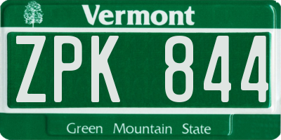 VT license plate ZPK844