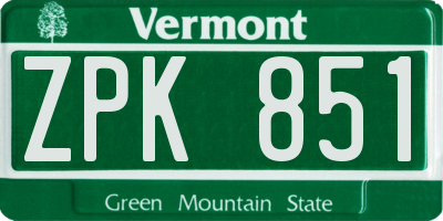 VT license plate ZPK851