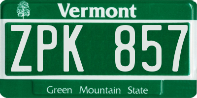 VT license plate ZPK857