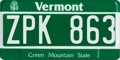 VT license plate ZPK863