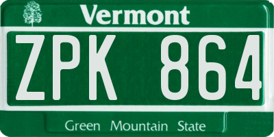 VT license plate ZPK864