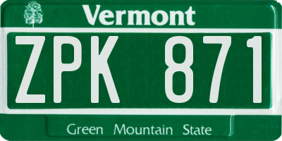 VT license plate ZPK871