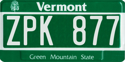 VT license plate ZPK877