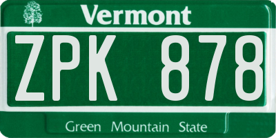 VT license plate ZPK878