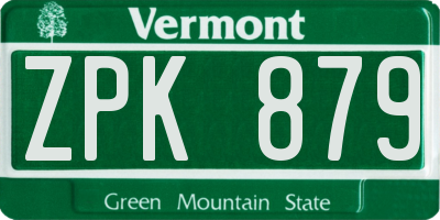 VT license plate ZPK879