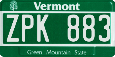 VT license plate ZPK883