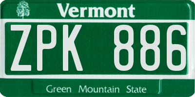 VT license plate ZPK886