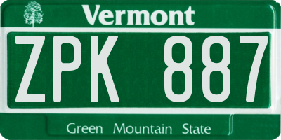 VT license plate ZPK887