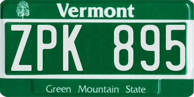 VT license plate ZPK895