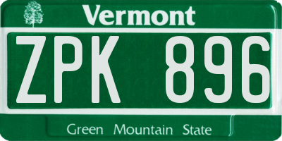 VT license plate ZPK896