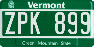 VT license plate ZPK899