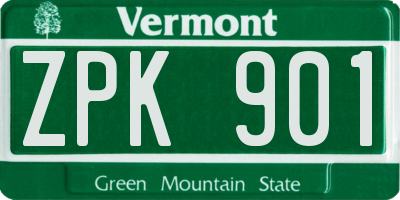 VT license plate ZPK901