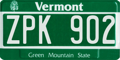 VT license plate ZPK902
