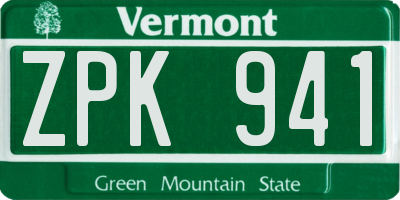 VT license plate ZPK941