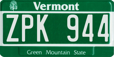 VT license plate ZPK944