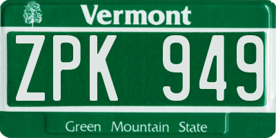 VT license plate ZPK949