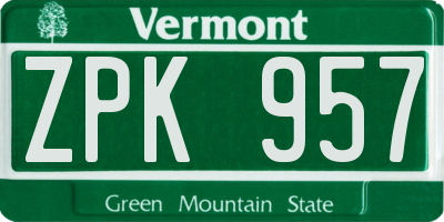 VT license plate ZPK957