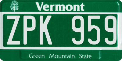 VT license plate ZPK959