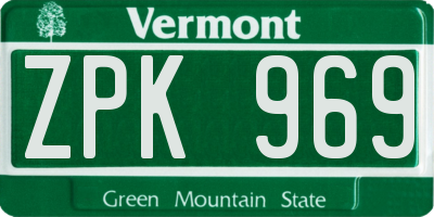VT license plate ZPK969