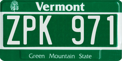 VT license plate ZPK971