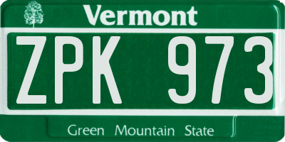VT license plate ZPK973