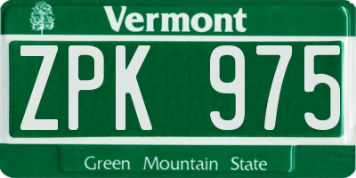 VT license plate ZPK975