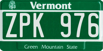 VT license plate ZPK976