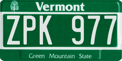VT license plate ZPK977