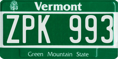 VT license plate ZPK993