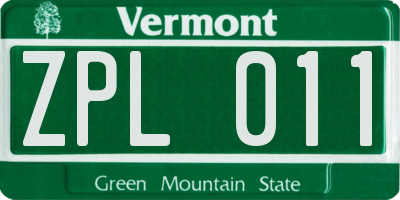 VT license plate ZPL011