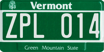 VT license plate ZPL014