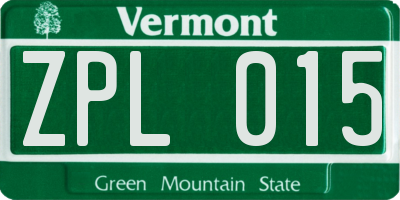 VT license plate ZPL015