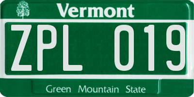 VT license plate ZPL019