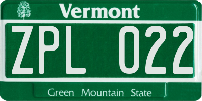 VT license plate ZPL022