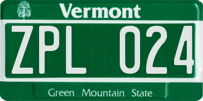 VT license plate ZPL024