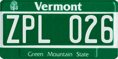 VT license plate ZPL026