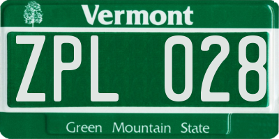 VT license plate ZPL028