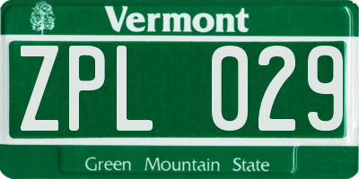 VT license plate ZPL029