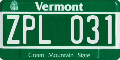 VT license plate ZPL031