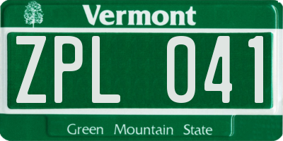 VT license plate ZPL041