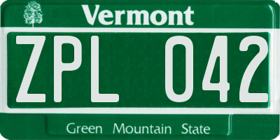 VT license plate ZPL042