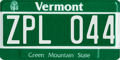 VT license plate ZPL044