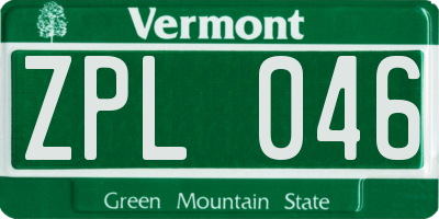 VT license plate ZPL046
