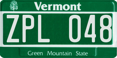 VT license plate ZPL048