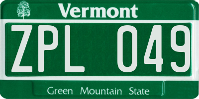 VT license plate ZPL049