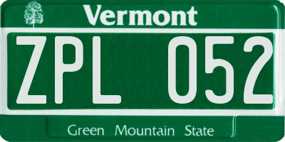 VT license plate ZPL052