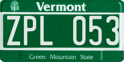 VT license plate ZPL053